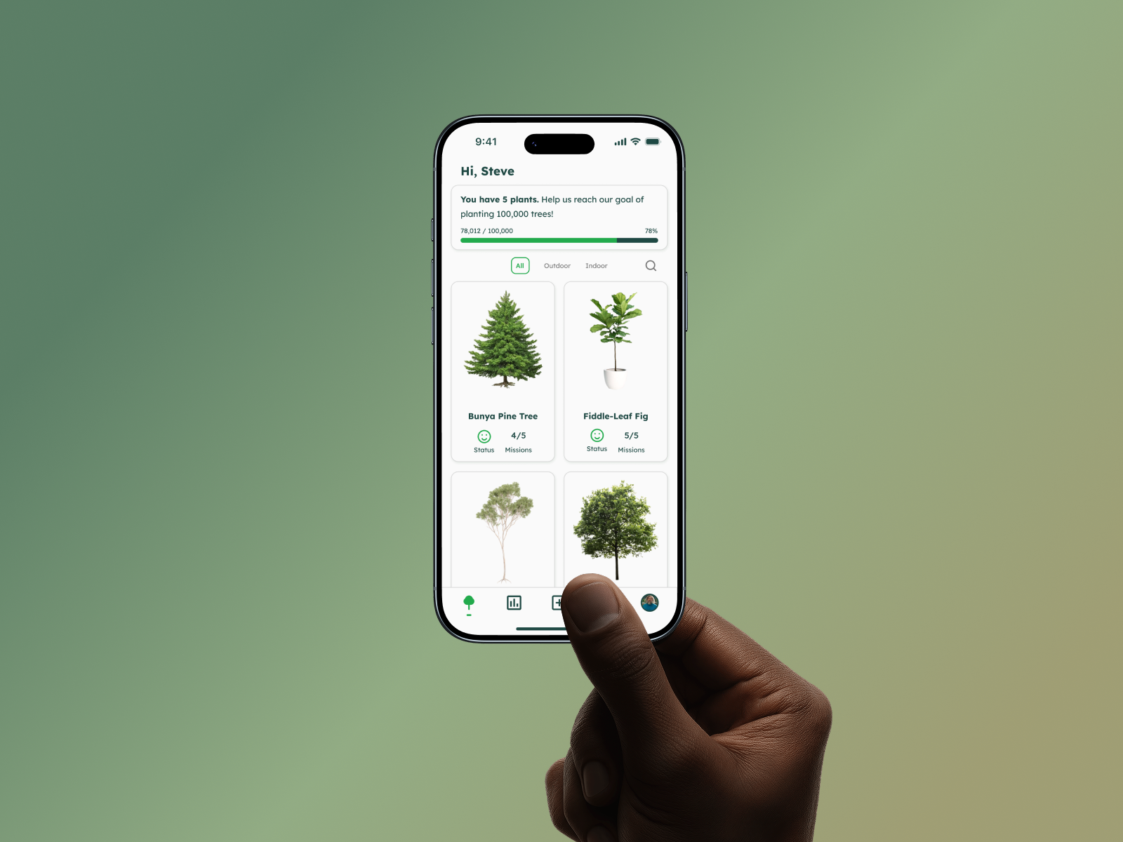 Sprout plant collection tracking screen