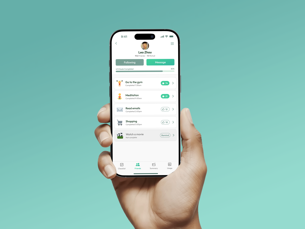 Check It interface preview for friend reminders